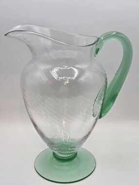Vintage Steuben Uranium Glass Water Pitcher